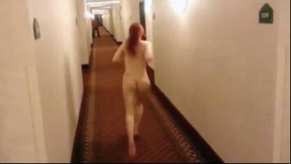Wife walks around totally nude in hotel - cute butt!